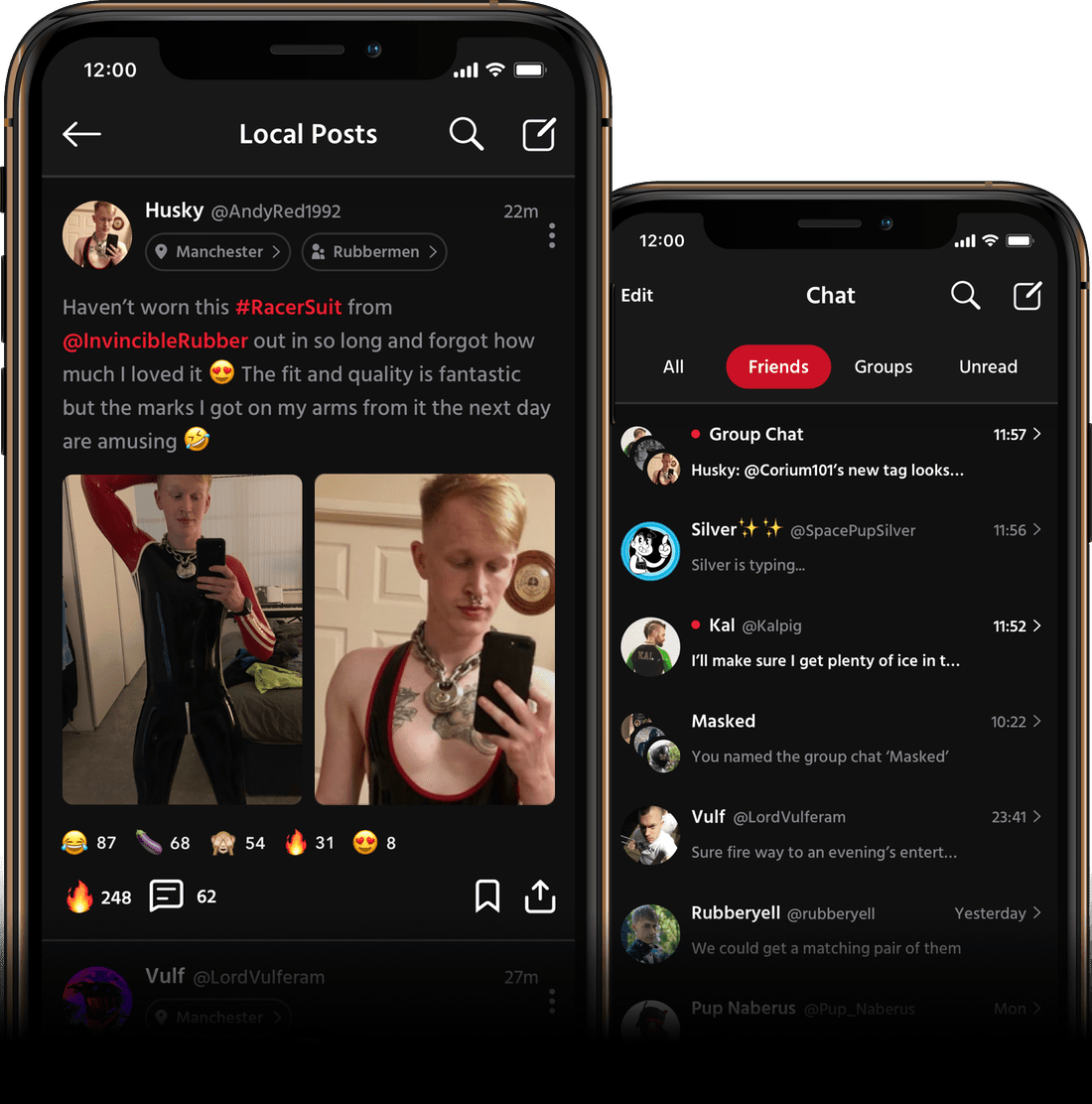 Altside app feed and chat preview